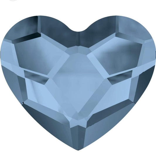 Swarovski® Nail Crystals Flatback Heart Demin Blue 14mm
