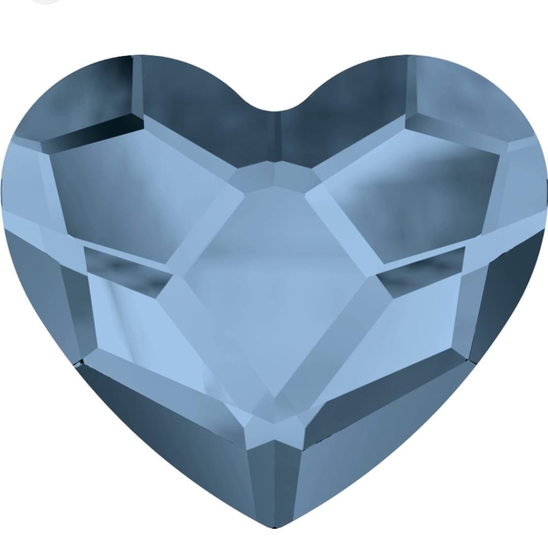 Swarovski® Nail Crystals Flatback Heart Demin Blue 10mm