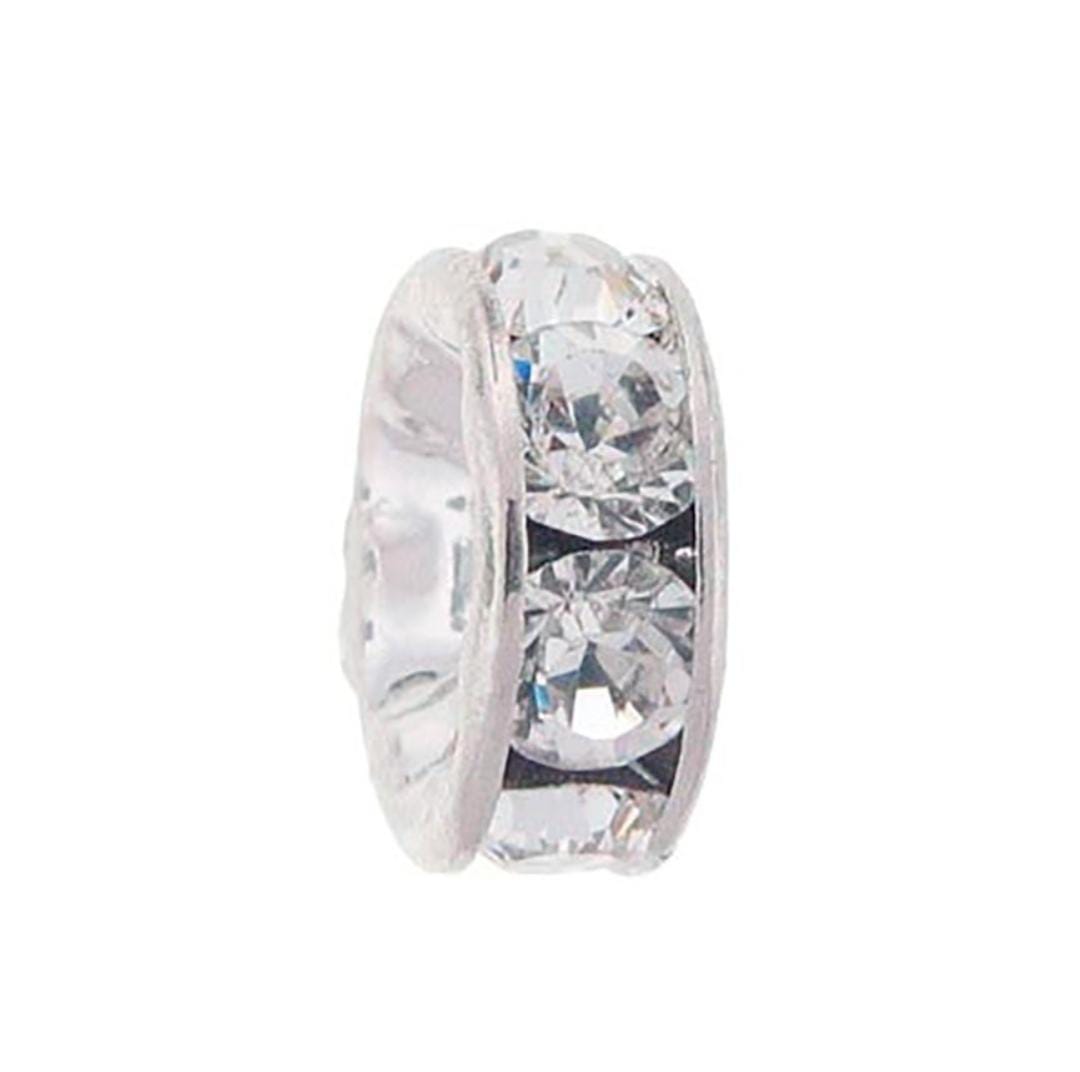 Swarovski® Rondelle Metal Crystal/Rhodium 8mm