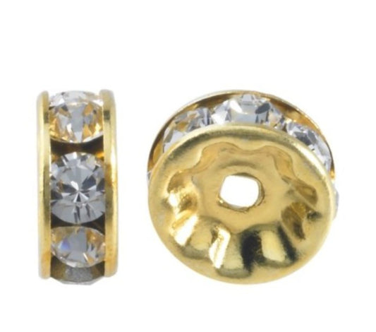 Swarovski® Rondelle Metal Crystal/Gold 6mm