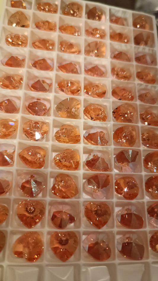 Swarovski® Anhänger Xilion Heart Rose Peach Shimmer 10.3x10mm