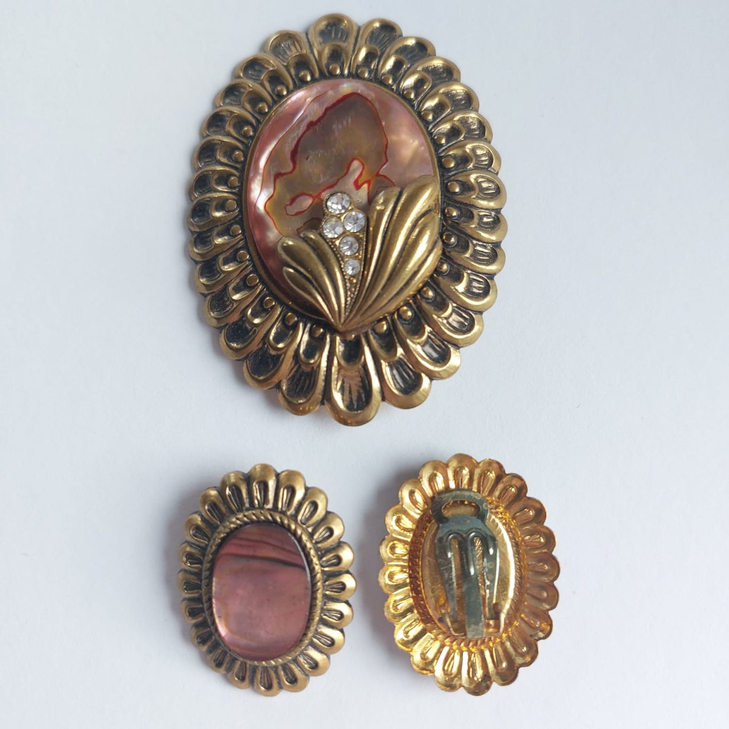3735 Vintage Brosche und Ohrclips Set