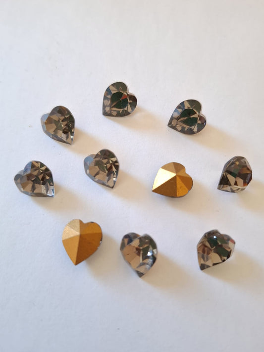 Swarovski® Fancy Vintage Heart Crystal Black Diamond Gold Foiled 11mm