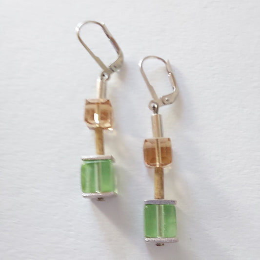 3422 Vintage-Ohrringe mit Swarovski Beads 43mm