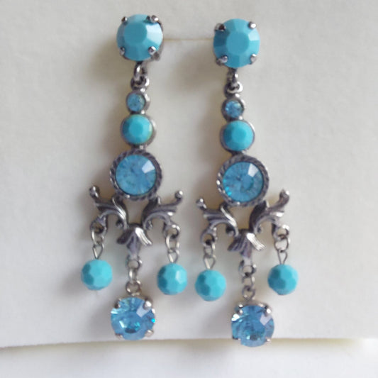 3491 Vintage-Ohrringe mit Swarovski Kristallen 60mm