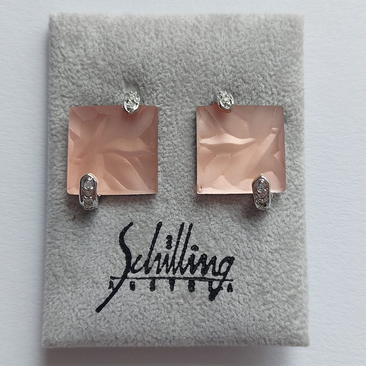 Original Vintage Schilling Austria Ohrclip Rosa Matt 17mm