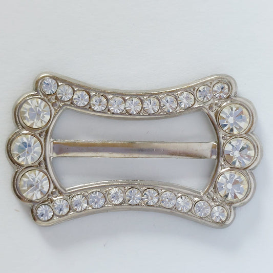 2047 Silberne Gürtelschnalle mit Swarovski Kristallen 50x30mm