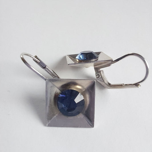 3252 Vintage-Ohrringe mit Swarovski Kristallen 24mm