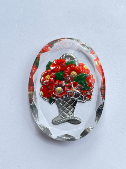 1033 Vintage Crystal Geprägter Blumenkorb Cabochon 39mm