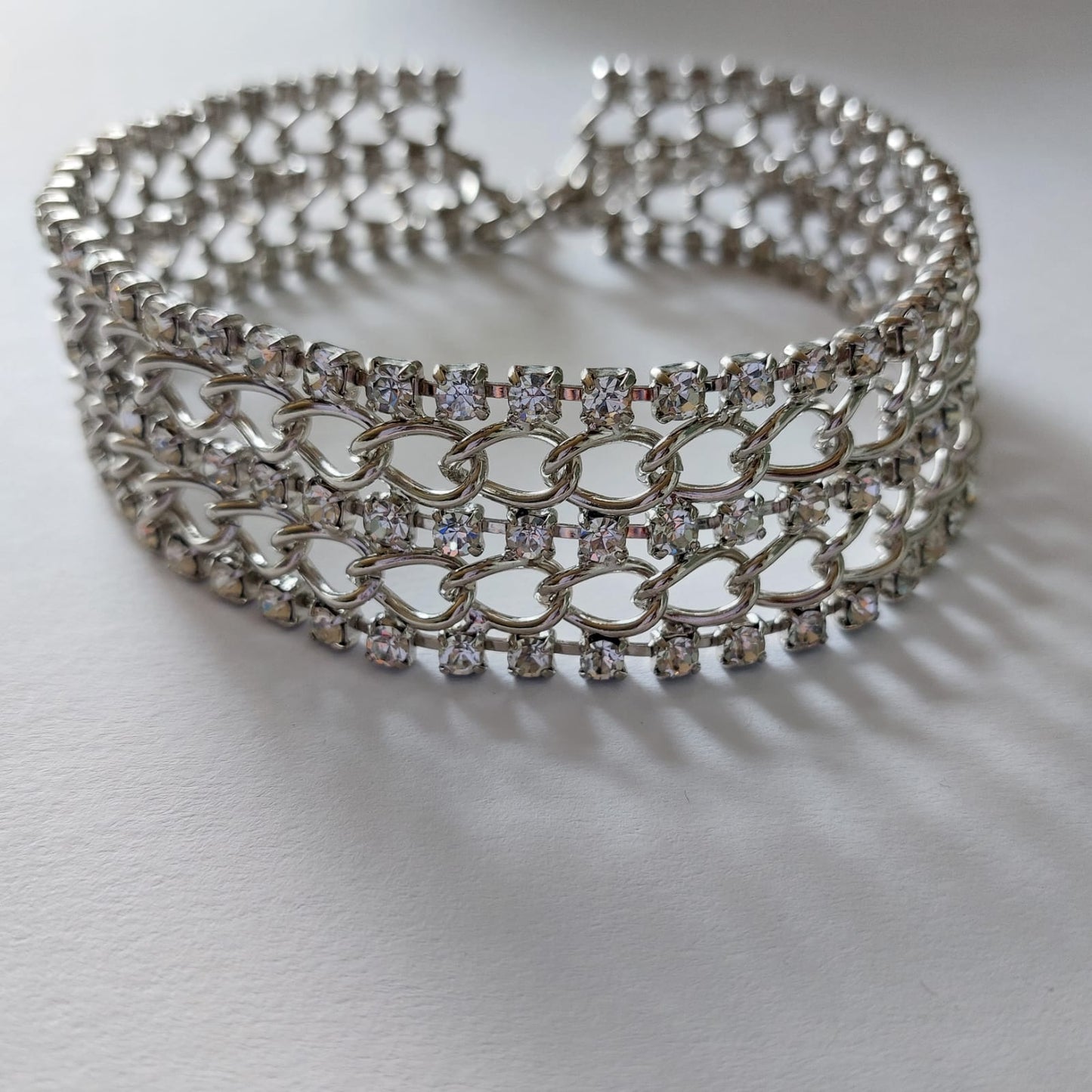 6025 Vintage Halskette mit Swarovski Kristallen 33cmx3cm