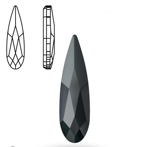 Swarovski® Flatback Hotfix Raindrop Jet 14x3.9mm