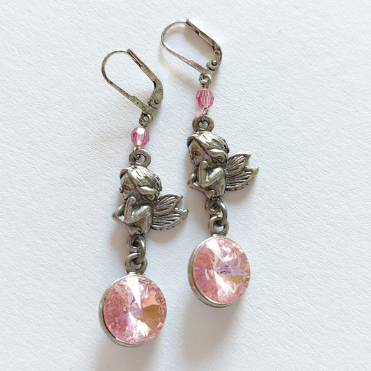 3365 Vintage-Ohrringe mit Swarovski Kristallen 60mm