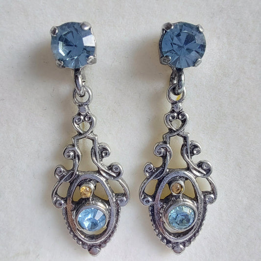 3496 Vintage-Ohrringe mit Swarovski Kristallen 37mm