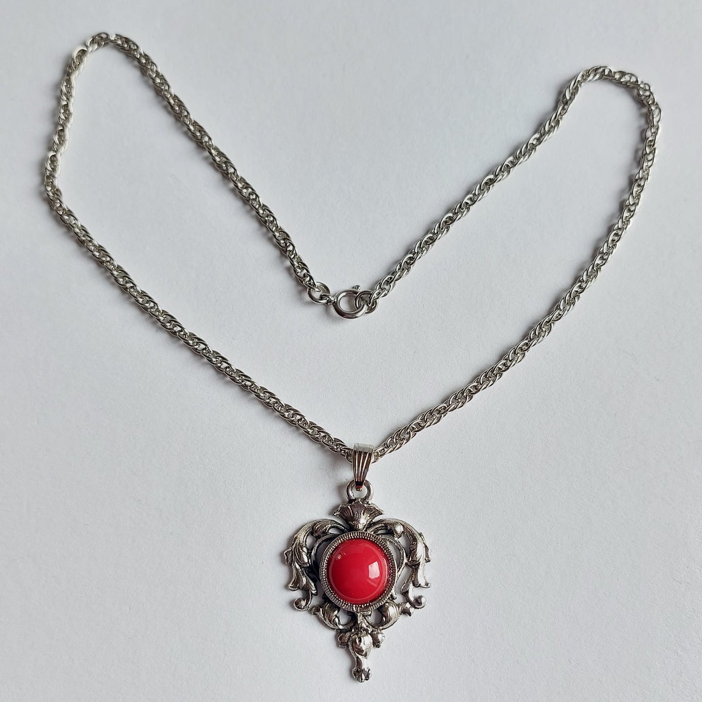 Vintage Viktorianische Cabochon Anhänger Trachten Collier 37cm