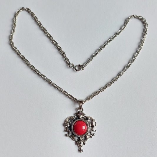 Vintage Viktorianische Cabochon Anhänger Trachten Collier 37cm