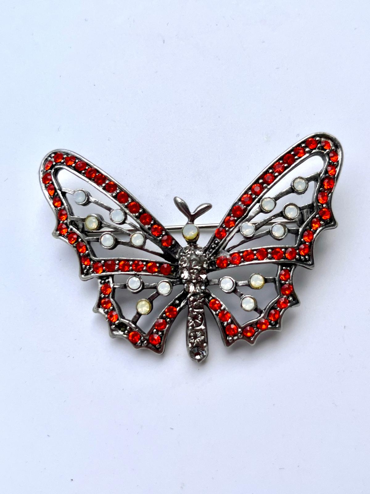 8458 Vintage Schmetterling Swarovski Kristallen Brosche 50mm