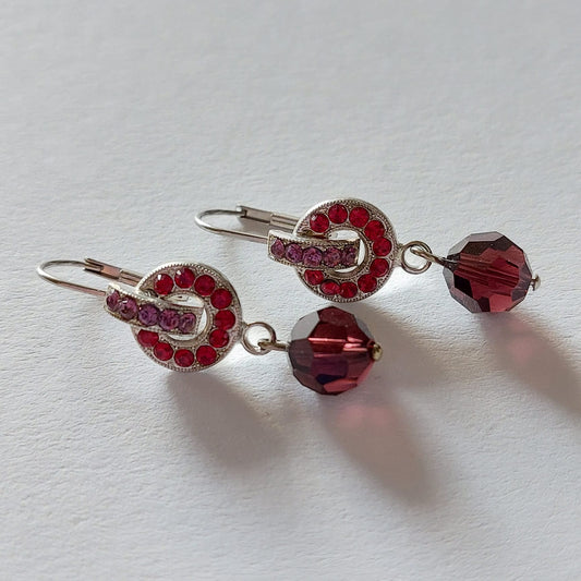3335 Vintage-Ohrringe mit Swarovski Kristallen 35mm