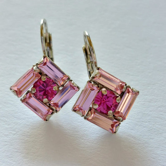 3399 Vintage-Ohrringe mit Swarovski Kristallen 25mm