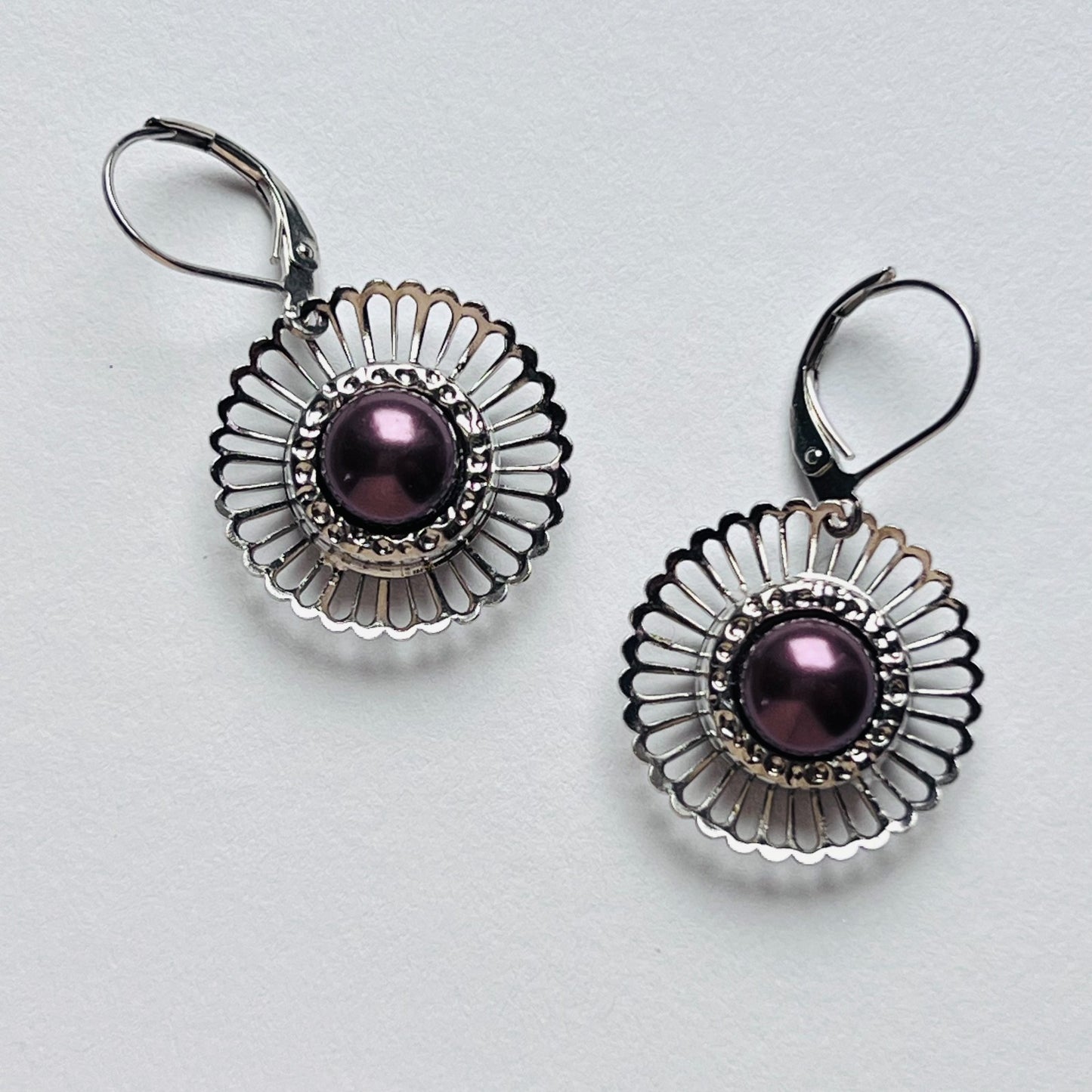 3986 Vintage Earring mit Swarovski Pearls 35mm