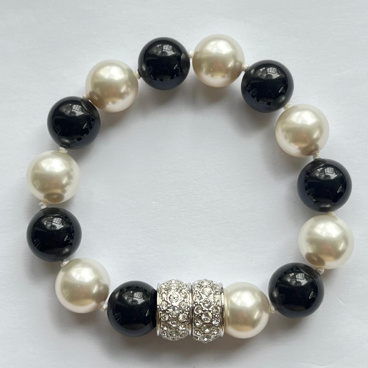 7941 Vintage Swarovski Kristallen & Perlen Armband 22cm