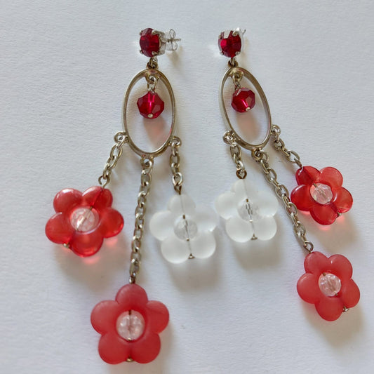 3382 Vintage-Ohrringe mit Swarovski Kristallen 95mm