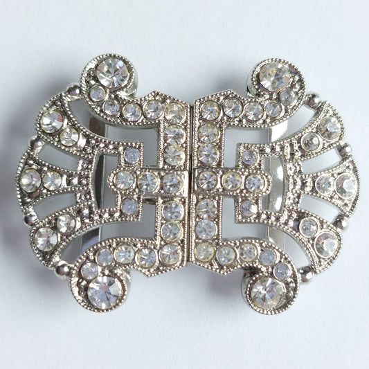 2021 Silberne Gürtelschnalle mit Swarovski Kristallen 40x30mm