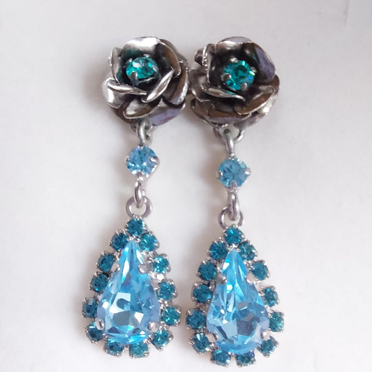 3618 Vintage Ohrringe mit Swarovski Kristallen 45mm