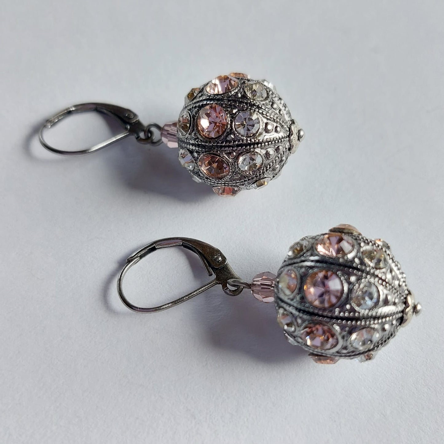 3540 Vintage-Ohrringe mit Swarovski Kristallen 38mm