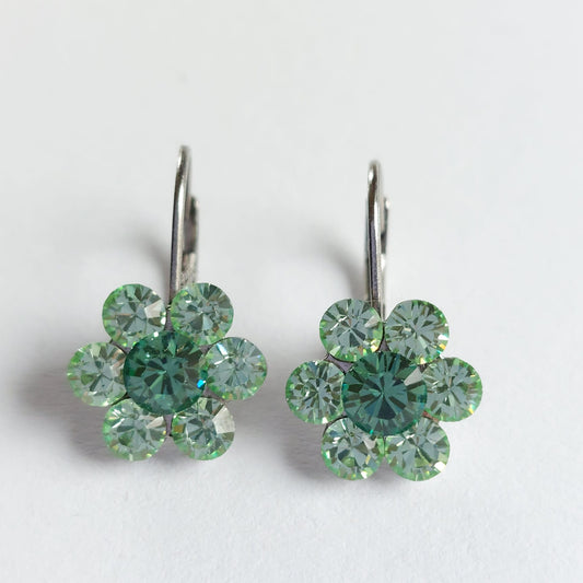 3631 Vintage Ohrringe mit Swarovski Kristallen 20mm