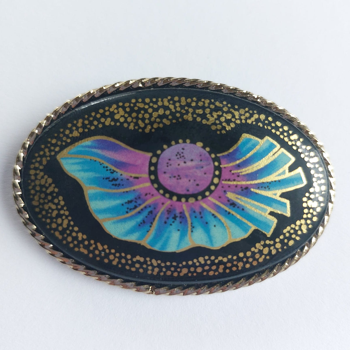 8088 Vintage Brosche mit Cabochon 60x40mm