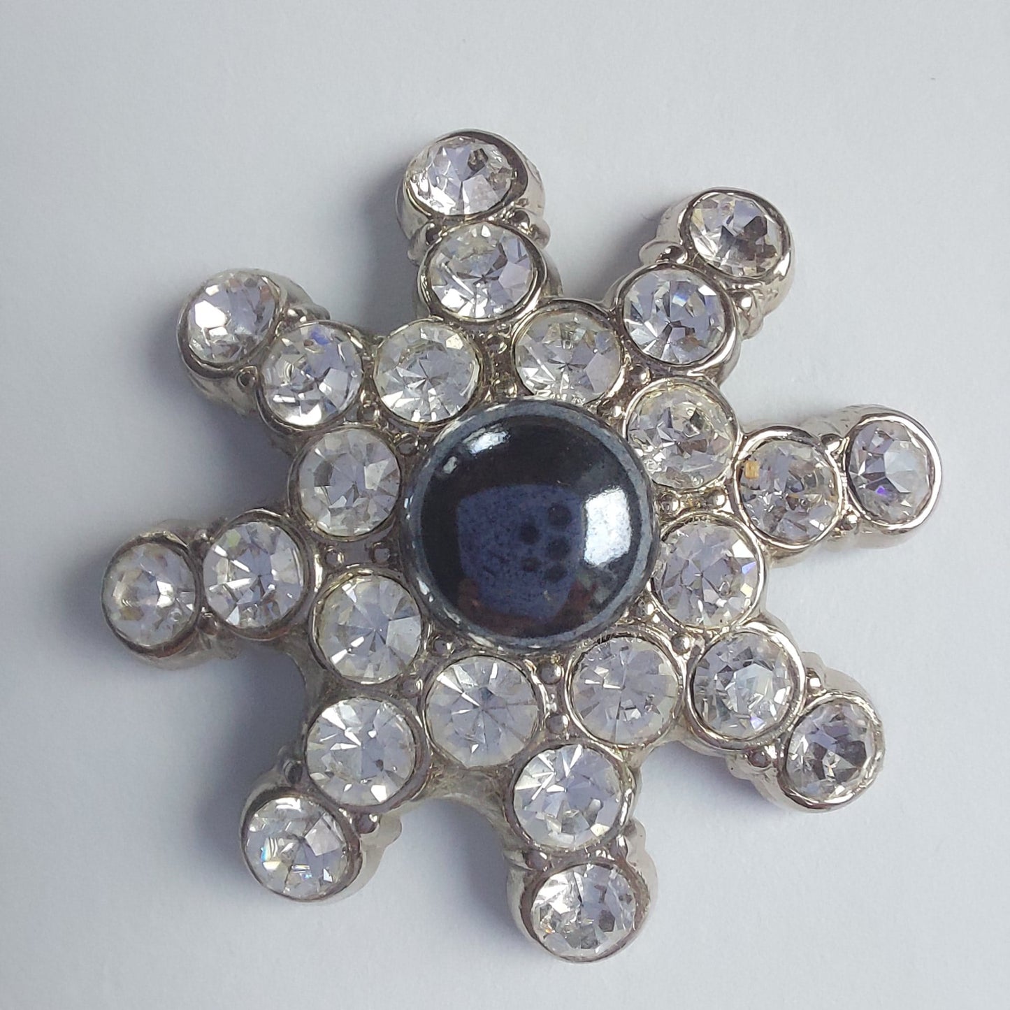 2004 Silberne Gürtelschnalle mit Swarovski Kristallen 37mm