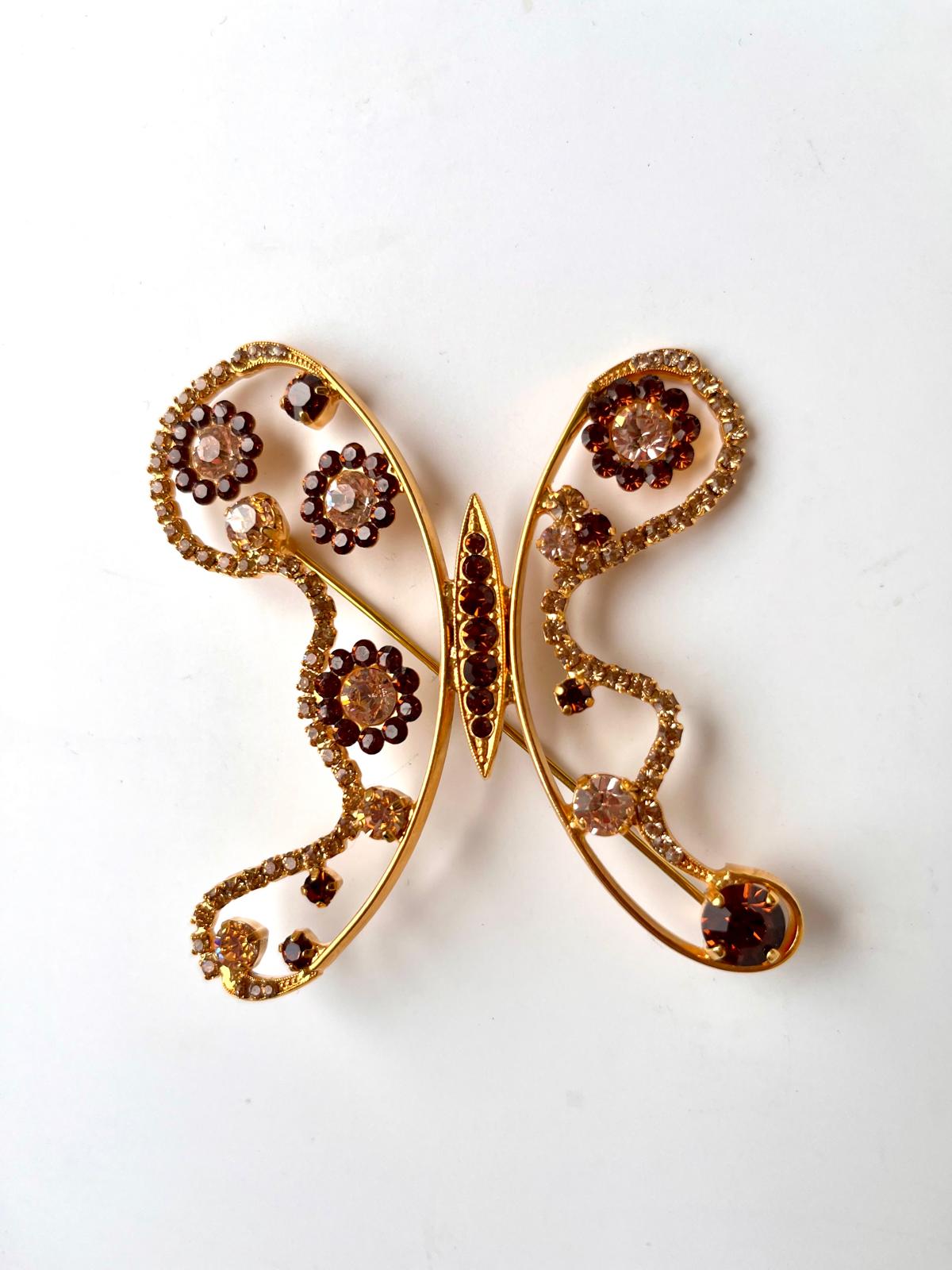 8483 Vintage Schmetterling Swarovski Kristallen Brosche 75mm