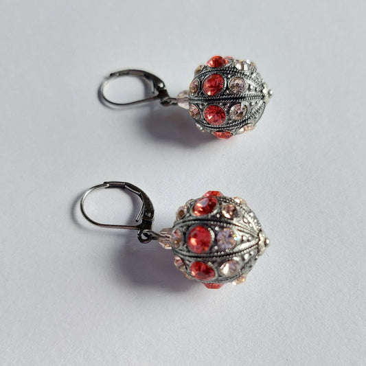 3539 Vintage-Ohrringe mit Swarovski Kristallen 38mm