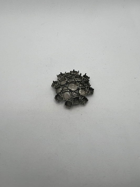 2487 Vintage Leerer Rhodium Gürtelschnalle zum Befüllen mit Ceralun oder Swarovski Kristallen 40mm