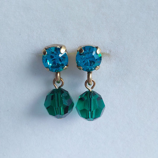 3474 Vintage-Ohrringe mit Swarovski Kristallen 20mm