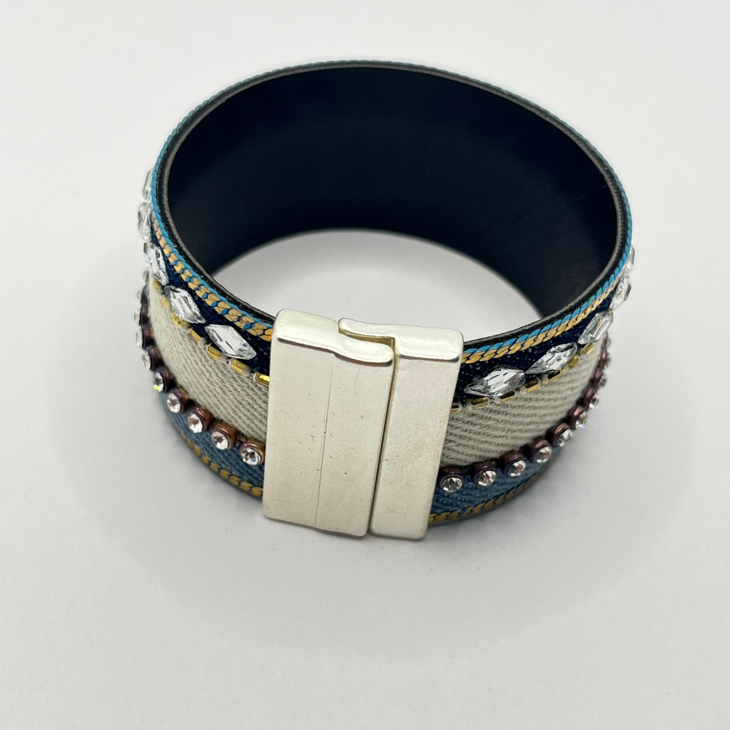 7046 Vintage Swarovski Kristallen Mehrlagiges Leder Armband 19cm