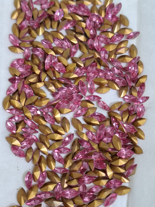 Swarovski® Fancy Vintage Navette Rose Gold Foiled 8x4mm