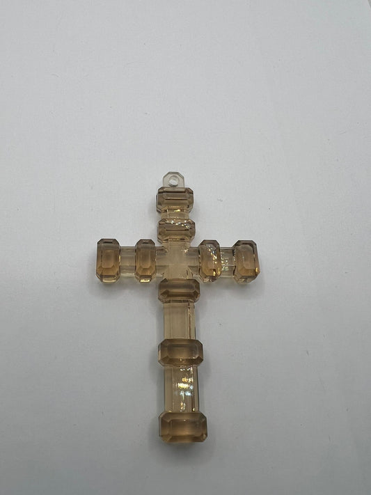 1190 Vintage Kunststoff Kreuz Anhänger 90mm