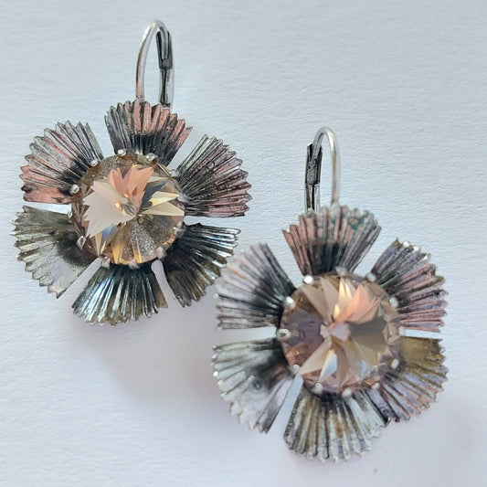 3535 Vintage-Ohrringe mit Swarovski Kristallen 30mm