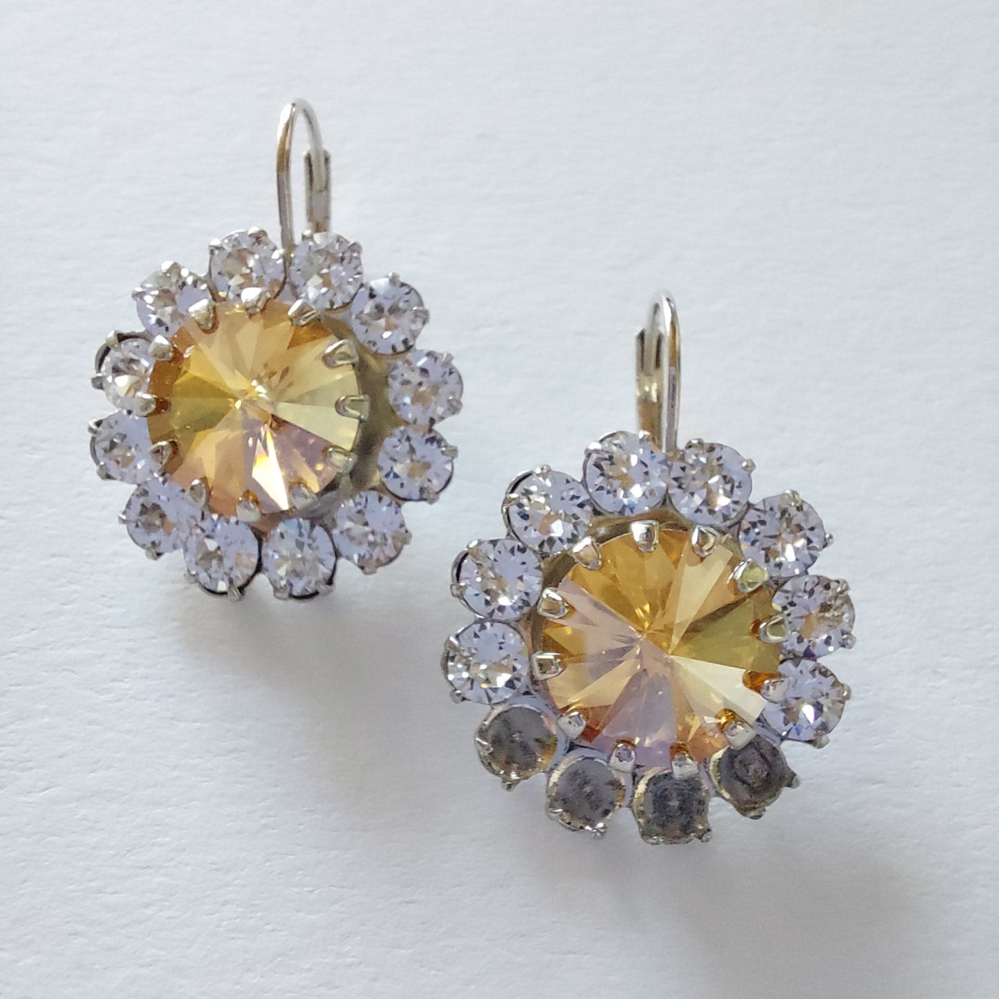 3406 Vintage-Ohrringe mit Swarovski Kristallen 30mm