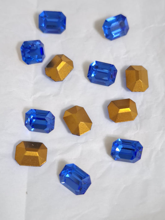 Swarovski® Fancy Vintage Octagon Sapphire Gold Foiled 10mm