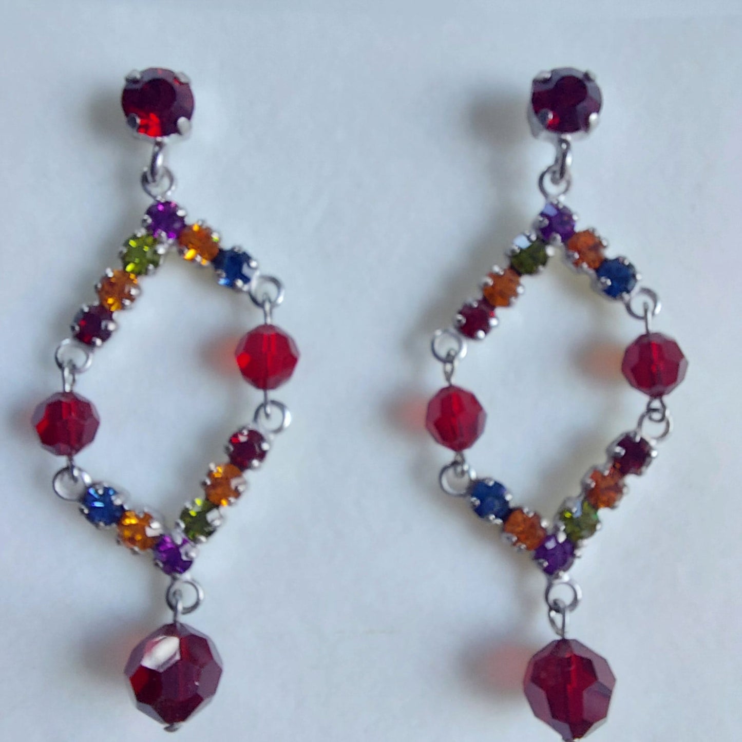 3518 Vintage-Ohrringe mit Swarovski Kristallen 60mm