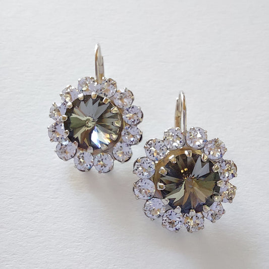 3408 Vintage-Ohrringe mit Swarovski Kristallen 30mm