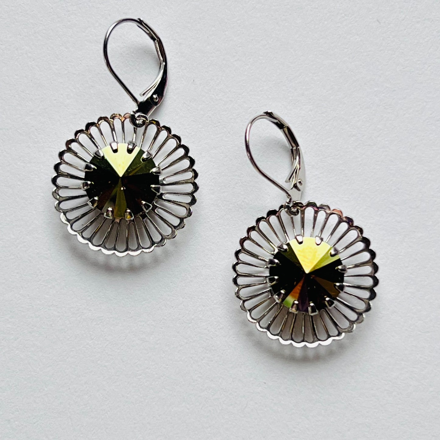 3990 Vintage Earring mit Swarovski Rivoli 35mm