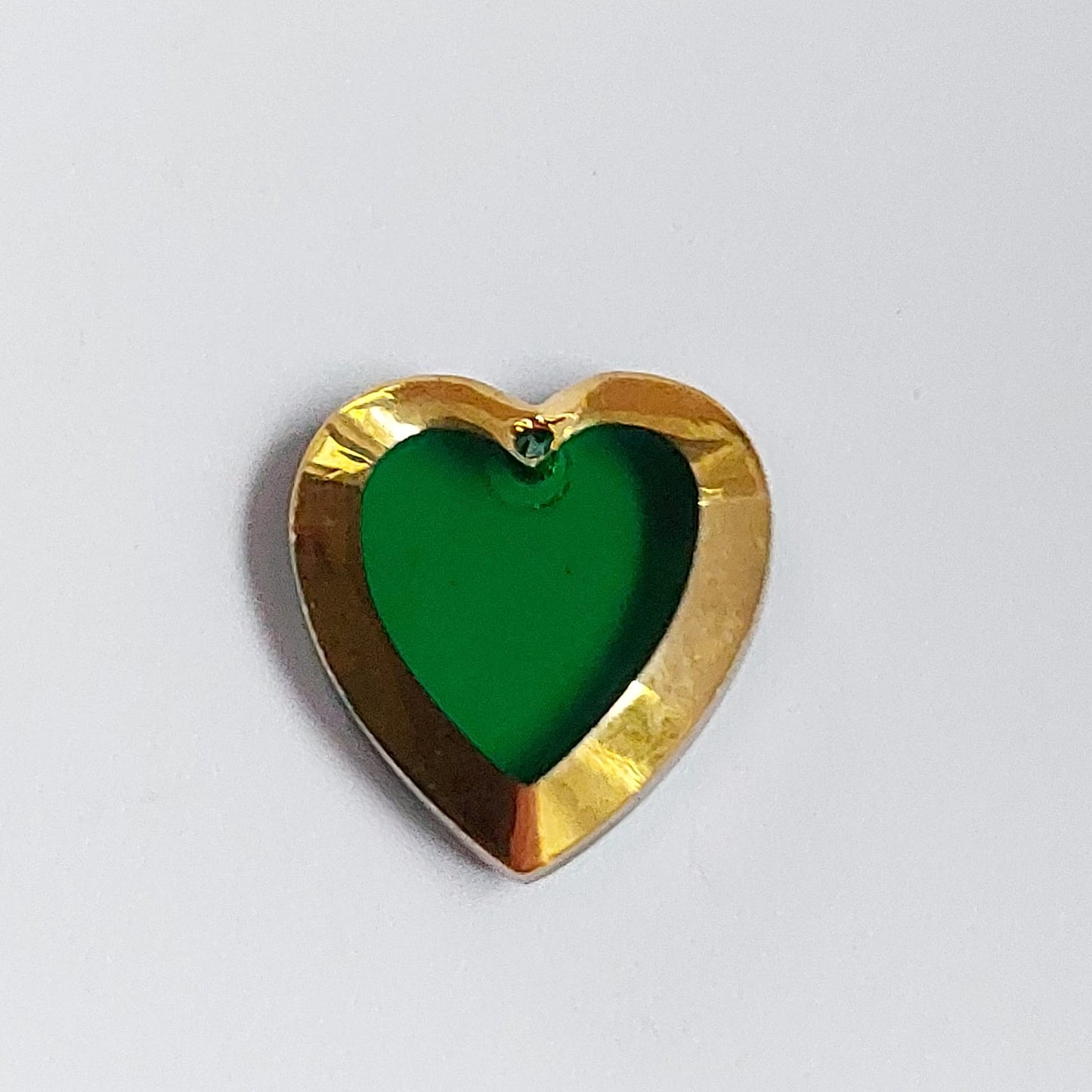 5616 Vintage Glas Herz Emerald Anhänger 16mm