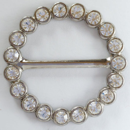 2048 Silberne Gürtelschnalle mit Swarovski Kristallen 45mm