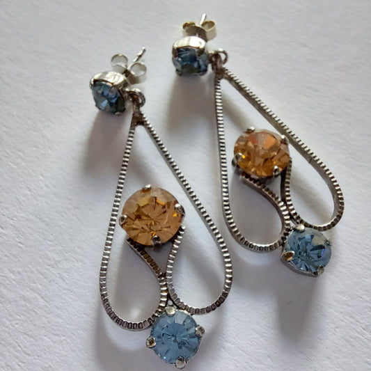 3357 Vintage-Ohrringe mit Swarovski Kristallen 50mm