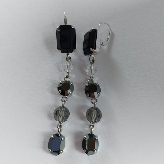 3580 Vintage Ohrringe mit Swarovski Kristallen 75mm