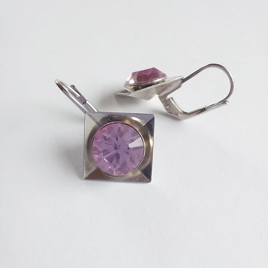 3266 Vintage-Ohrringe mit Swarovski Kristallen 24mm