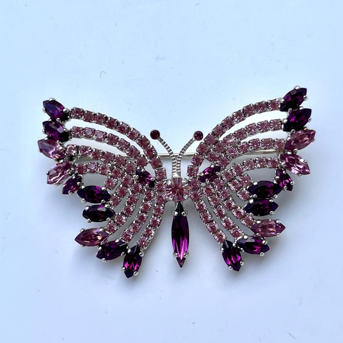 8453 Vintage Schmetterling Swarovski Kristallen Brosche 60mm